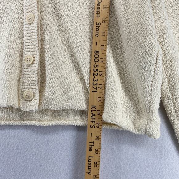 EILEEN FISHER Sweater S Organic Cotton Boucle Boxy Cardigan Button Up Off White - Picture 11 of 12